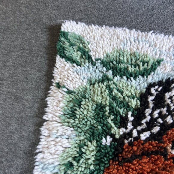 Latch Hook Rug Tapestry Horse Wall Hanging Vintage Hand Made Mid Century Modern - Picture 11 of 16